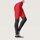 Zwart-rood gebreid: gestreepte close-up. leggings (Rechts)