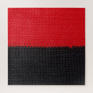 Zwart-rood gebreid: gestreepte close-up. legpuzzel