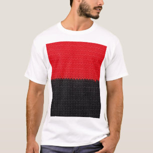 Zwart-rood gebreid: gestreepte close-up. t-shirt