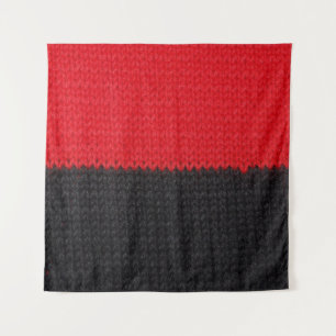 Zwart-rood gebreid: gestreepte close-up. wandkleed