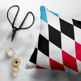 Zwart Rood Geel Blauw Beieren Diamant Vlag Patroon Accent Kussen