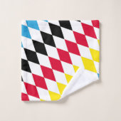 Zwart Rood Geel Blauw Beieren Diamant Vlag Patroon Bad Handdoek (Wasdoekje)