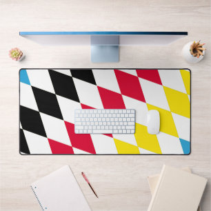 Zwart Rood Geel Blauw Beieren Diamant Vlag Patroon Bureaumat