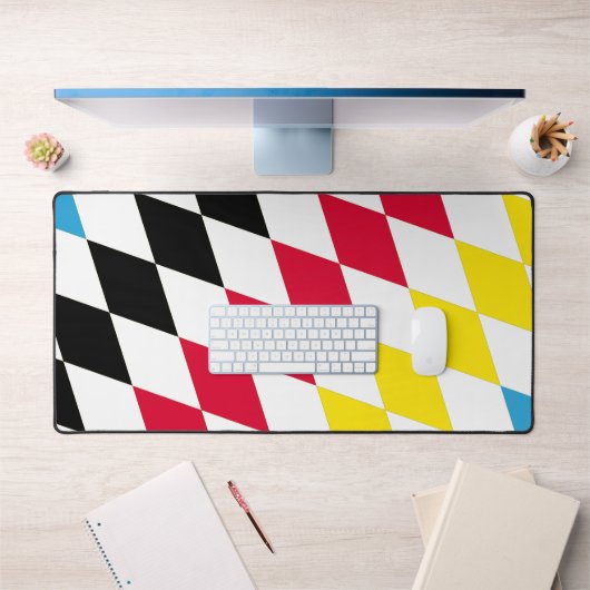 Zwart Rood Geel Blauw Beieren Diamant Vlag Patroon Bureaumat (Kantoor 1)