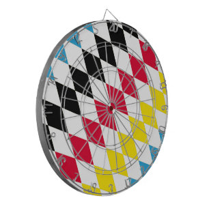 Zwart Rood Geel Blauw Beieren Diamant Vlag Patroon Dartbord