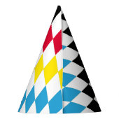 Zwart Rood Geel Blauw Beieren Diamant Vlag Patroon Feesthoedjes (Achterkant)