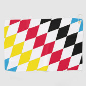 Zwart Rood Geel Blauw Beieren Diamant Vlag Patroon Golfhanddoek (Horizontaal)