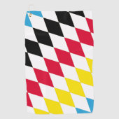 Zwart Rood Geel Blauw Beieren Diamant Vlag Patroon Golfhanddoek (Voorkant)