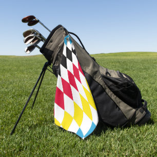 Zwart Rood Geel Blauw Beieren Diamant Vlag Patroon Golfhanddoek