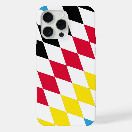 Zwart Rood Geel Blauw Beieren Diamant Vlag Patroon iPhone Hoesje (Achterkant)