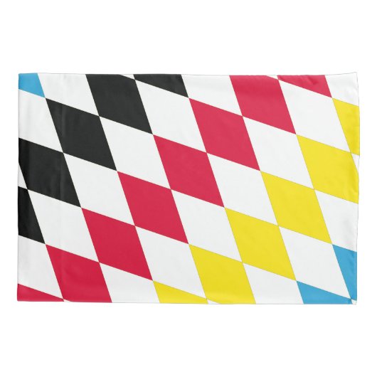 Zwart Rood Geel Blauw Beieren Diamant Vlag Patroon Kussensloop (Achterkant)