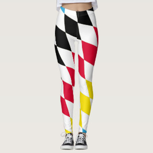 Zwart Rood Geel Blauw Beieren Diamant Vlag Patroon Leggings
