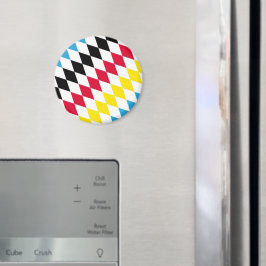 Zwart Rood Geel Blauw Beieren Diamant Vlag Patroon Magneet