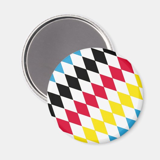 Zwart Rood Geel Blauw Beieren Diamant Vlag Patroon Magneet (Voorkant / Achterkant)