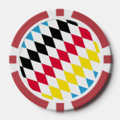 Zwart Rood Geel Blauw Beieren Diamant Vlag Patroon Poker Chips (Voorkant)