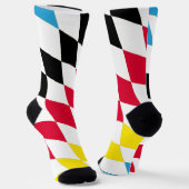 Zwart Rood Geel Blauw Beieren Diamant Vlag Patroon Sokken (Gebogen)