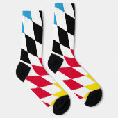 Zwart Rood Geel Blauw Beieren Diamant Vlag Patroon Sokken (Rechts)