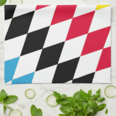 Zwart Rood Geel Blauw Beieren Diamant Vlag Patroon Theedoek (Gevouwen)