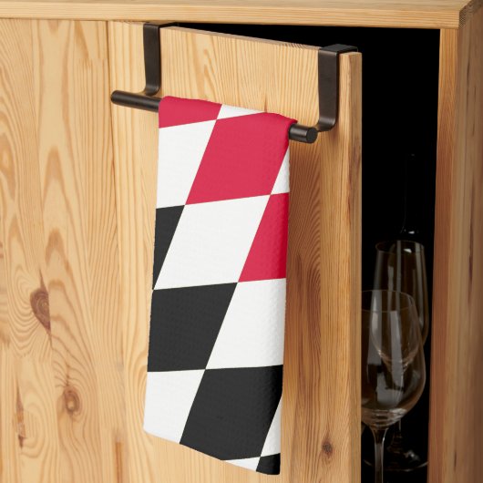 Zwart Rood Geel Blauw Beieren Diamant Vlag Patroon Theedoek (Derde Gevouwen)