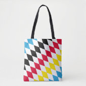 Zwart Rood Geel Blauw Beieren Diamant Vlag Patroon Tote Bag (Voorkant)