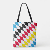 Zwart Rood Geel Blauw Beieren Diamant Vlag Patroon Tote Bag (Achterkant)