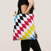 Zwart Rood Geel Blauw Beieren Diamant Vlag Patroon Tote Bag (Dichtbij)