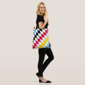 Zwart Rood Geel Blauw Beieren Diamant Vlag Patroon Tote Bag (Op model)