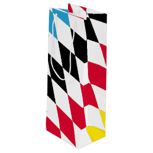 Zwart Rood Geel Blauw Beieren Diamant Vlag Patroon Wijn Cadeautas