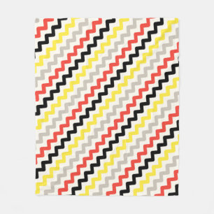 Zwart Rood Geel Diagonaal Zigzag Afrikaans Patroon Fleece Deken