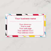 Zwart Rood Geel en Blauw Beiers Diamantpatroon Visitekaartje (Voorkant)