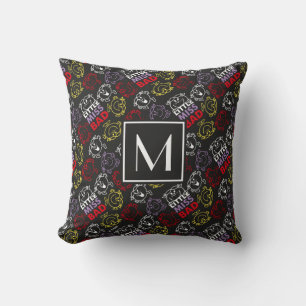 Zwart, rood & geel patroon   Monogram Kussen