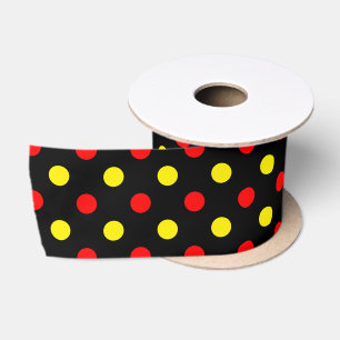 Zwart Rood Geel Stippen Design Satijnen Lint
