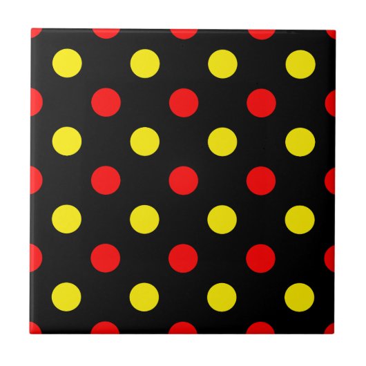 Zwart Rood Geel Stippen Design Tegeltje (Voorkant)