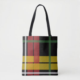 Zwart Rood Geel Wit Plaid Tartan Buffel Print Tote Bag