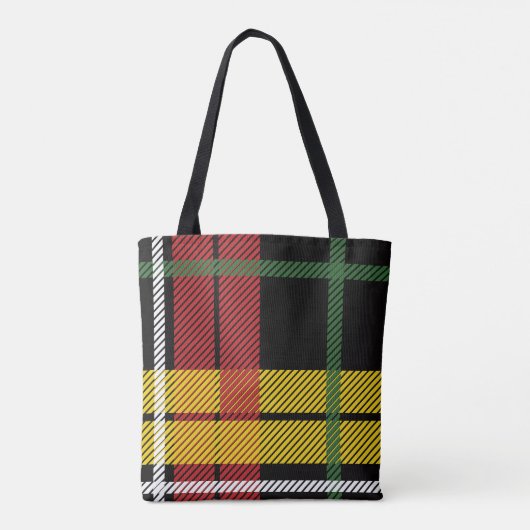Zwart Rood Geel Wit Plaid Tartan Buffel Print Tote Bag (Achterkant)