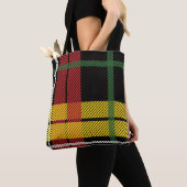Zwart Rood Geel Wit Plaid Tartan Buffel Print Tote Bag (Dichtbij)