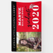 Zwart rood gefeliciteerd Afstuderen van 2020-klass Spandoek (Verticaal)