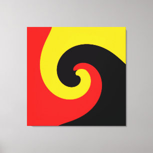 Zwart-rood-gele retroflecterende Abstracte kunst Canvas Afdruk