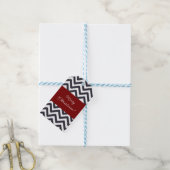 Zwart & Rood geometrisch patroon Kerst labels Cadeaulabel (Met Touw)