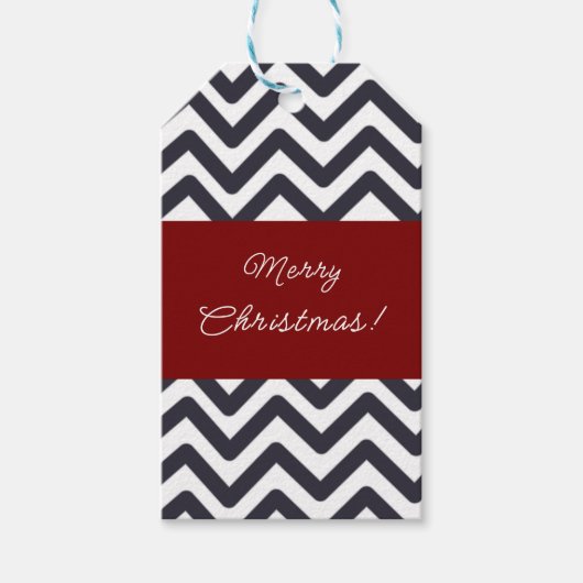 Zwart & Rood geometrisch patroon Kerst labels Cadeaulabel (Voorkant)