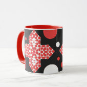 Zwart & rood geometrisch patroon mok (Voorkant links)