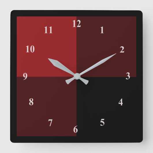 Zwart-rood geplakt - vierkante klok (Voorkant)
