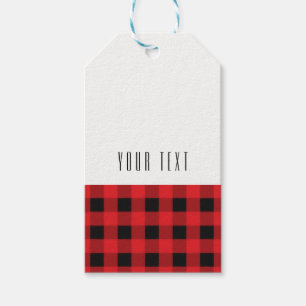 Zwart Rood Geruit Buffalo Checker Patroon Modern Cadeaulabel