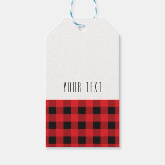 Zwart Rood Geruit Buffalo Checker Patroon Modern Cadeaulabel (Voorkant)
