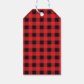 Zwart & Rood Geruit Buffalo Checker Patroon Modern Cadeaulabel (Achterkant)