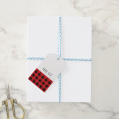 Zwart rood geruit Buffalo dambord patroon modern Cadeaulabel (Met Touw)