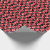 Zwart Rood Geruit en Strepen Cadeaupapier (Hoek)