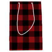 Zwart Rood Geruit Gift Bag Medium Cadeauzakje (Voorkant)
