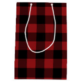 Zwart Rood Geruit Gift Bag Medium Cadeauzakje (Achterkant)