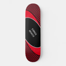 Zwart & rood geruit patroon & golvende lijnen persoonlijk skateboard